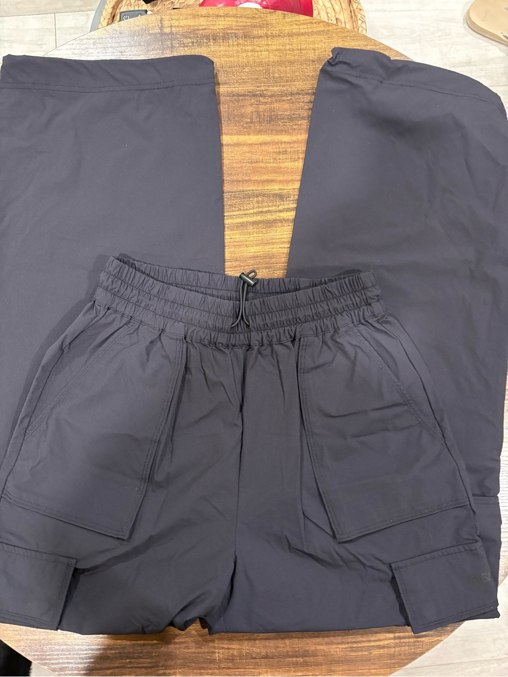 Fabletics Black Women's Cargo Track Pants with Drawstring Waist